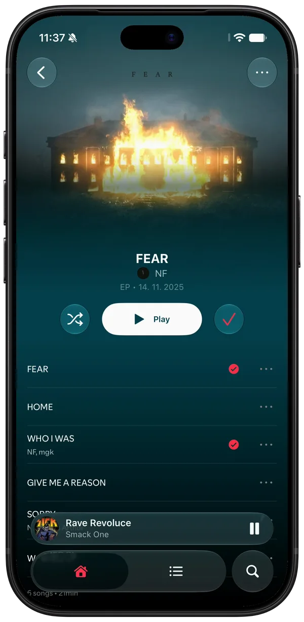 An album page with its animated cover